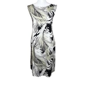Kai Clothing Hawaii Made Palm Midi Dress L Boat Neck Rayon Textured Shift